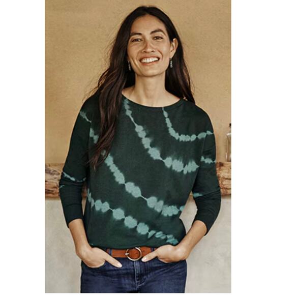 J. Jill Green Tie Dye Sweater, Cotton Blend, Lightweight Pullover, Casual Cozy - Picture 1 of 14